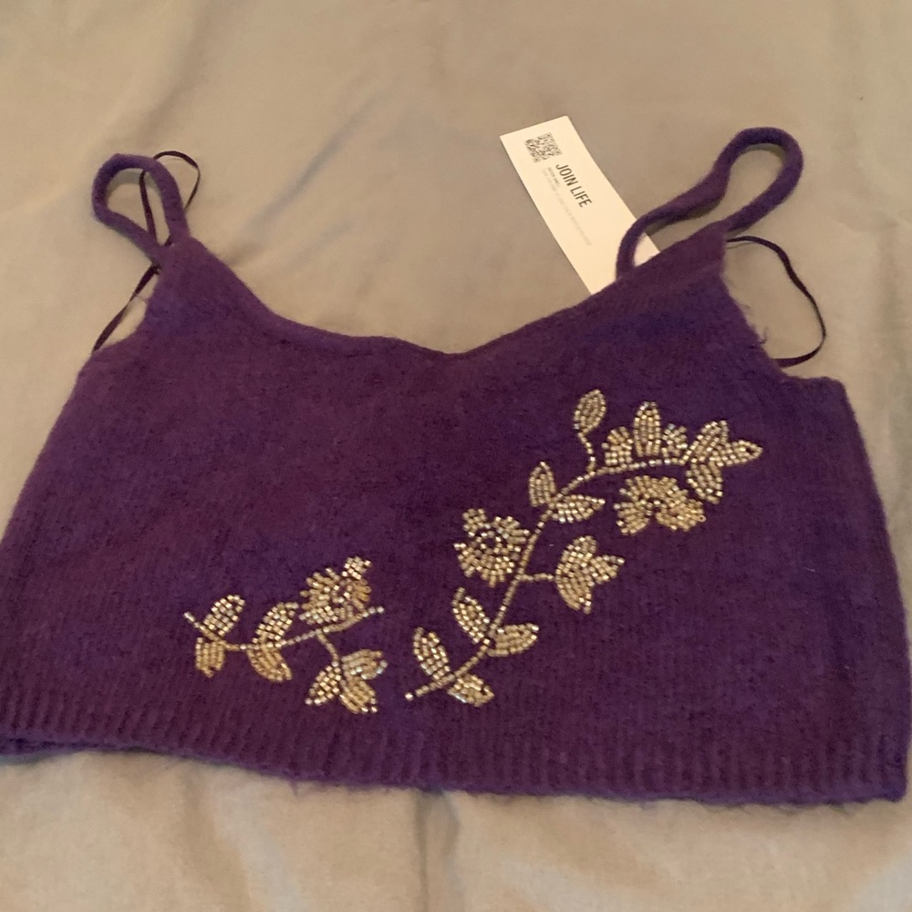ZARA BEADED CROP TOP